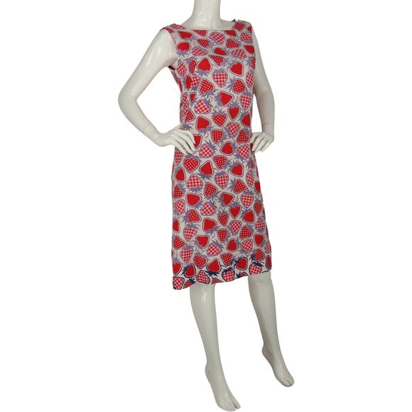 70s Vintage Reversible Polka Dot Strawberry All Over Print Dress S SMALL - Picture 3 of 16